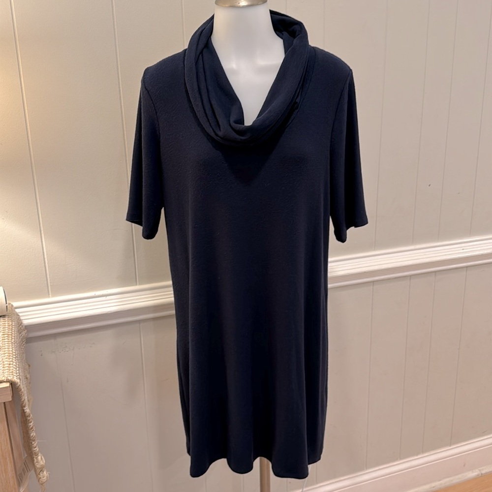 MICHAEL STARS Womens Navy Blue Cowl Neck Casual Soft Sweater Mini Dress MEDIUM